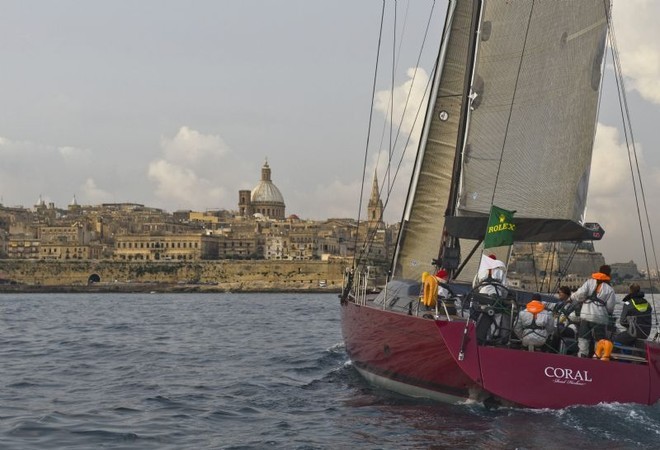Russian entry, CORAL, Gergiy Tushinskiy arriving in Marsamxett Harbour ©  Rolex/ Kurt Arrigo http://www.regattanews.com